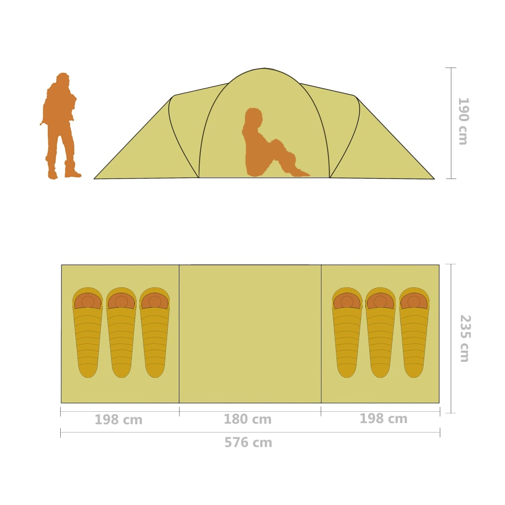 Campingzelt 6 Personen Blau und Grün