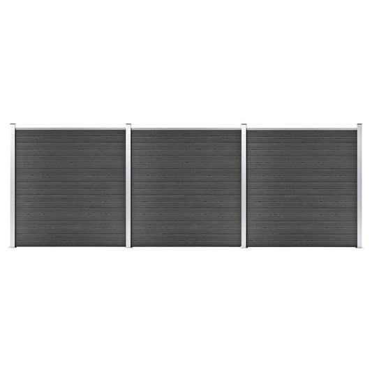 Zaunelement Set WPC 526x186 cm Schwarz