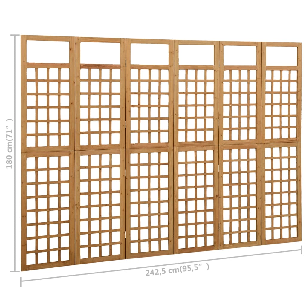 Spalier/Paravent 6-teilig Massivholz Tanne 242,5x180 cm
