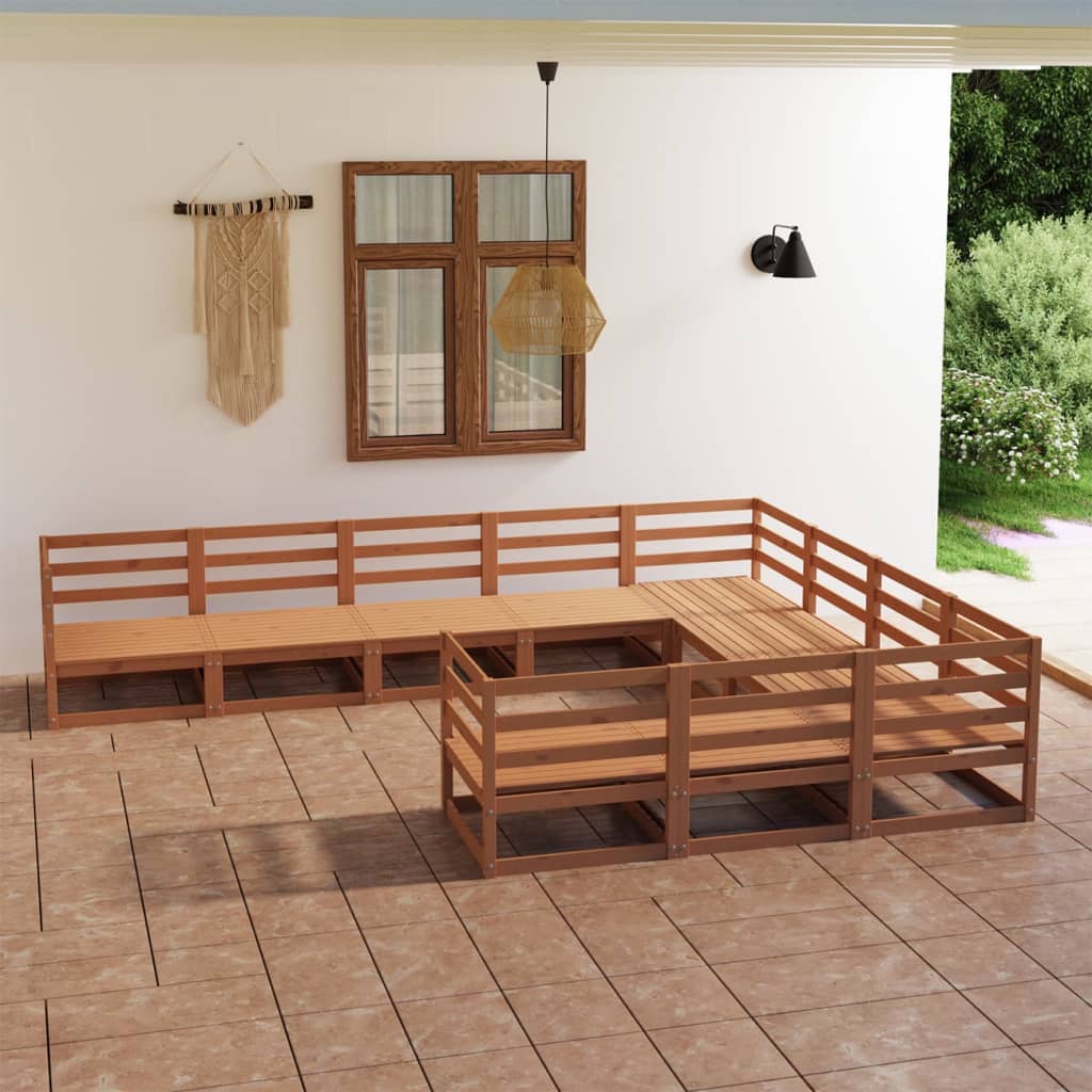 10-tlg. Garten-Lounge-Set Massivholz Kiefer