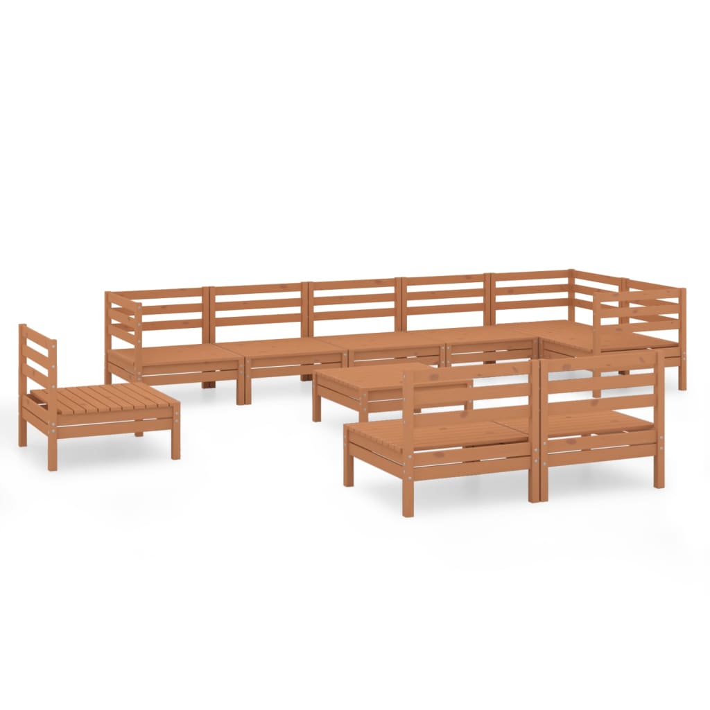 10-tlg. Garten-Lounge-Set Massivholz Kiefer Honigbraun