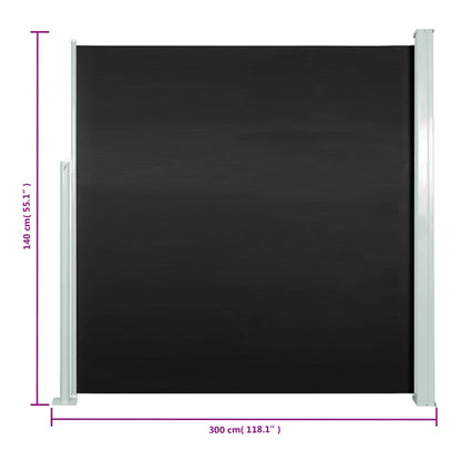 Seitenmarkise Ausziehbar 140x300 cm Schwarz