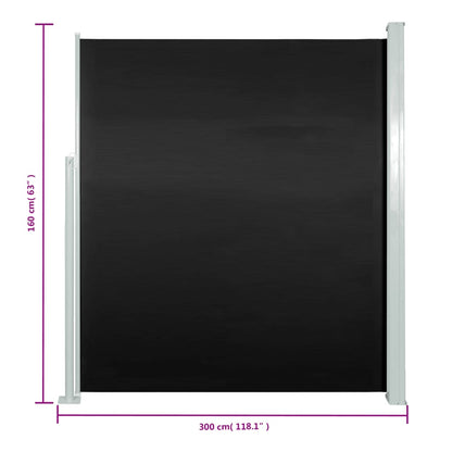 Seitenmarkise Ausziehbar 160x300 cm Schwarz
