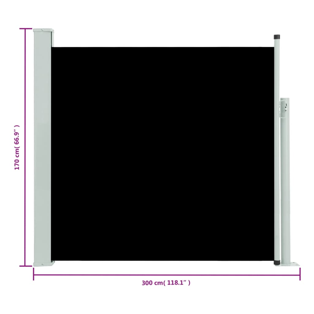 Seitenmarkise Ausziehbar 170x300 cm Schwarz