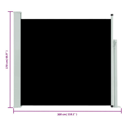 Seitenmarkise Ausziehbar 170x300 cm Schwarz