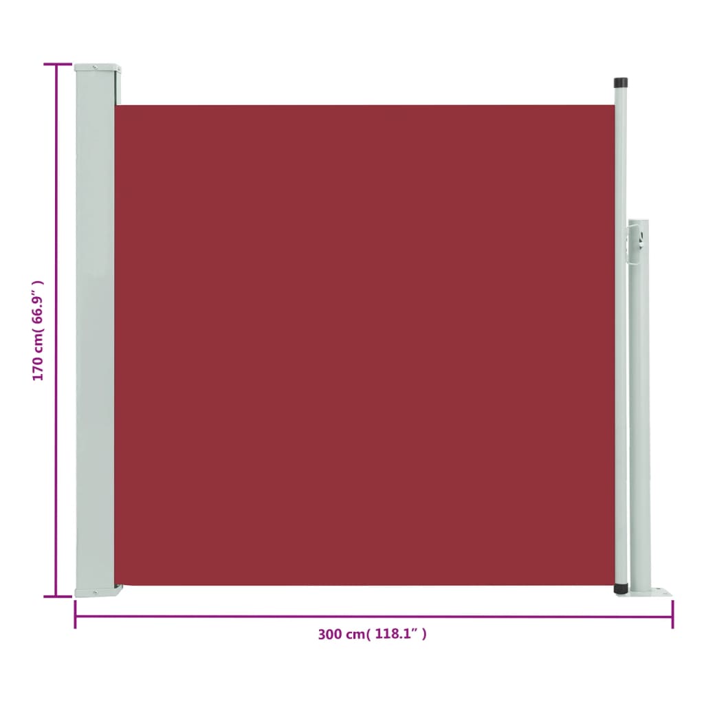 Seitenmarkise Ausziehbar 170x300 cm Rot