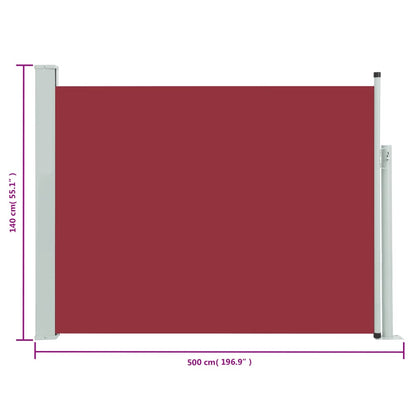 Seitenmarkise Ausziehbar 140x500 cm Rot