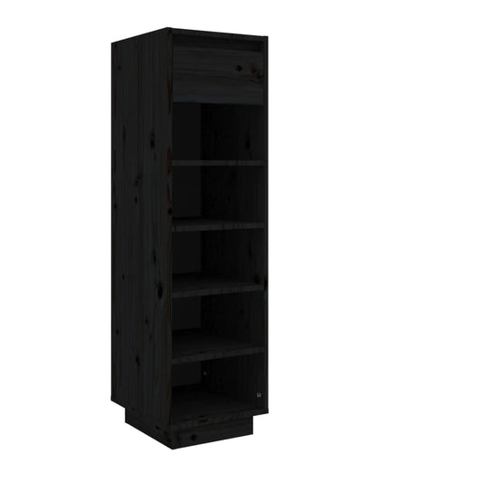 Schuhregal Schwarz 34x30x105 cm Massivholz Kiefer