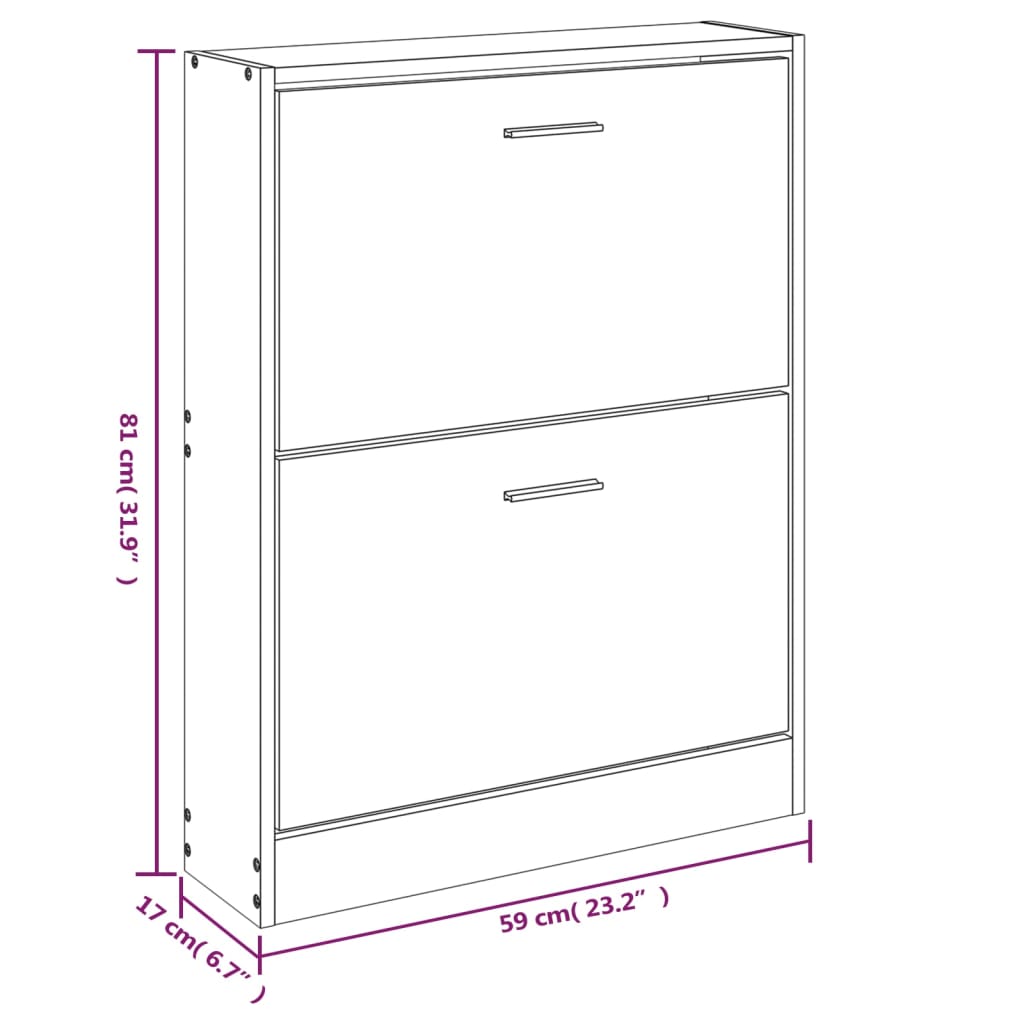 Schuhschrank Eiche 59 x 17 x 81 cm Holzwerkstoff