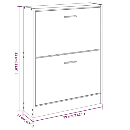 Schuhschrank Eiche 59 x 17 x 81 cm Holzwerkstoff