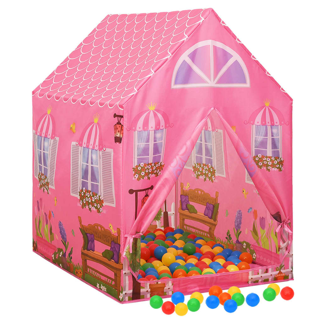 Kinder-Spielzelt mit 250 Bällen Rosa 69x94x104 cm