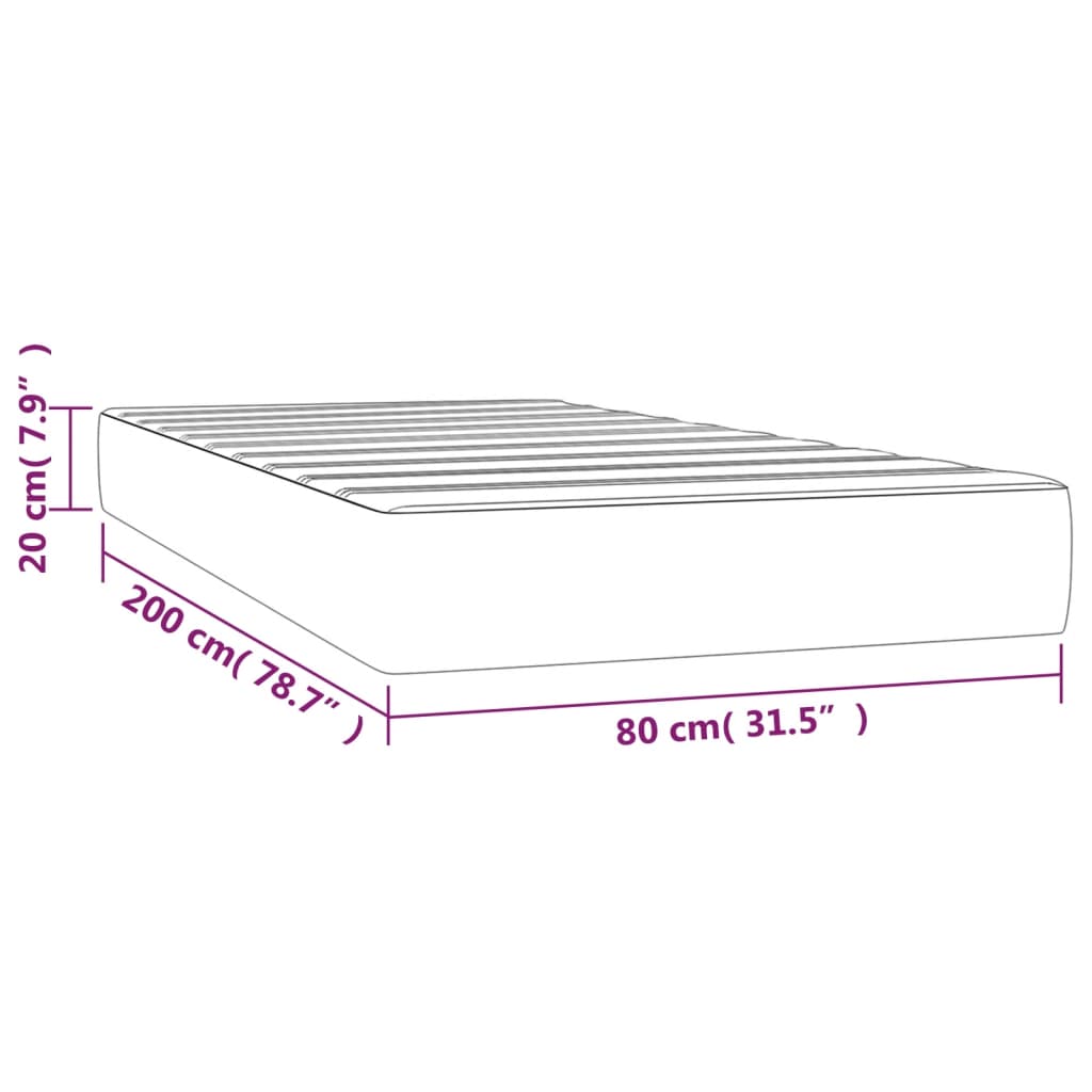 Taschenfederkernmatratze Schwarz 80x200x20 cm Kunstleder