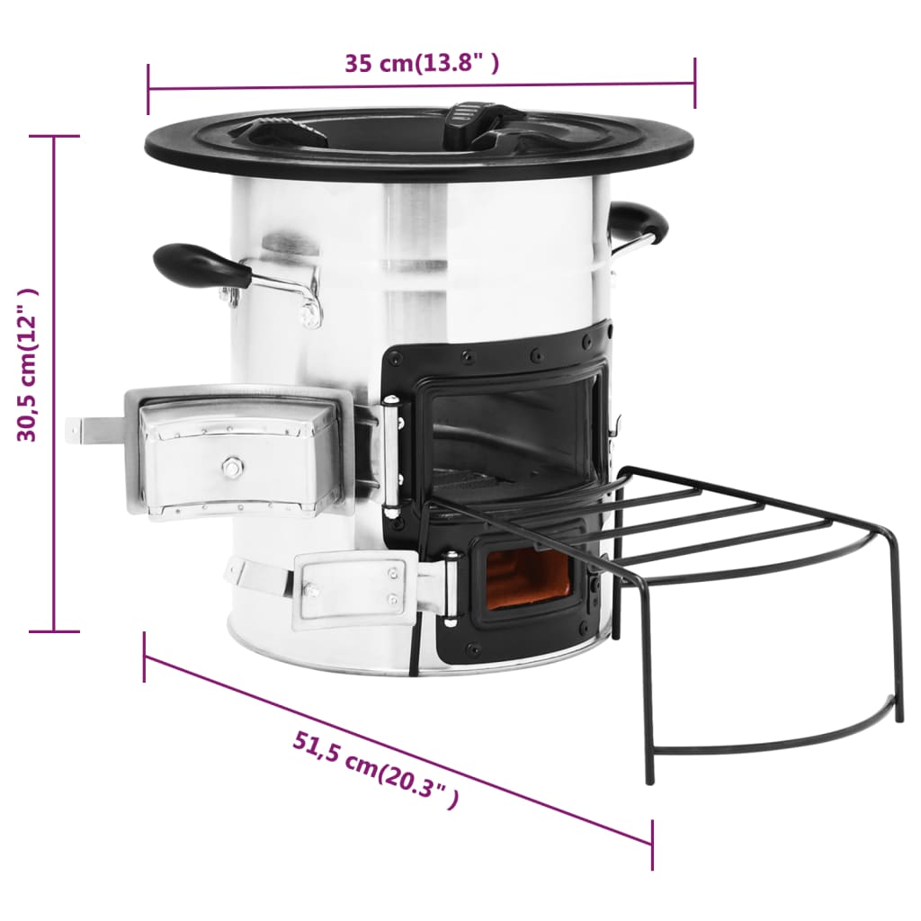 Camping-Ofen Silbern 51,5x35x30,5 cm Edelstahl
