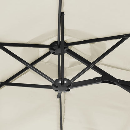 Doppel-Sonnenschirm mit LED-Leuchten Sandweiß 316x145 cm