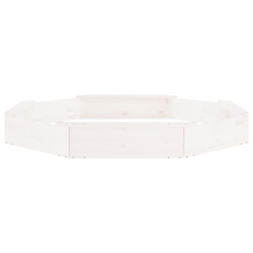 Sandkasten mit Sitzen Weiß Achteck Massivholz Kiefer