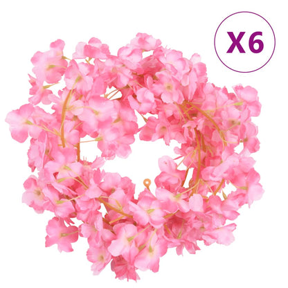 Weihnachtskränze Blumen 6 Stk. Dunkelrosa 180 cm