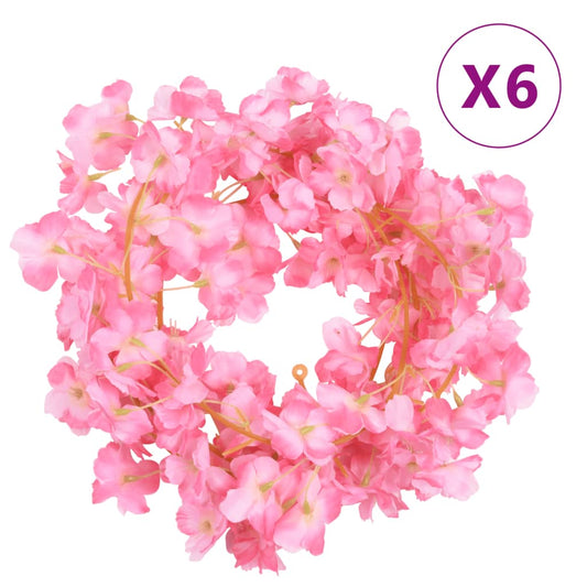 Weihnachtskränze Blumen 6 Stk. Dunkelrosa 180 cm