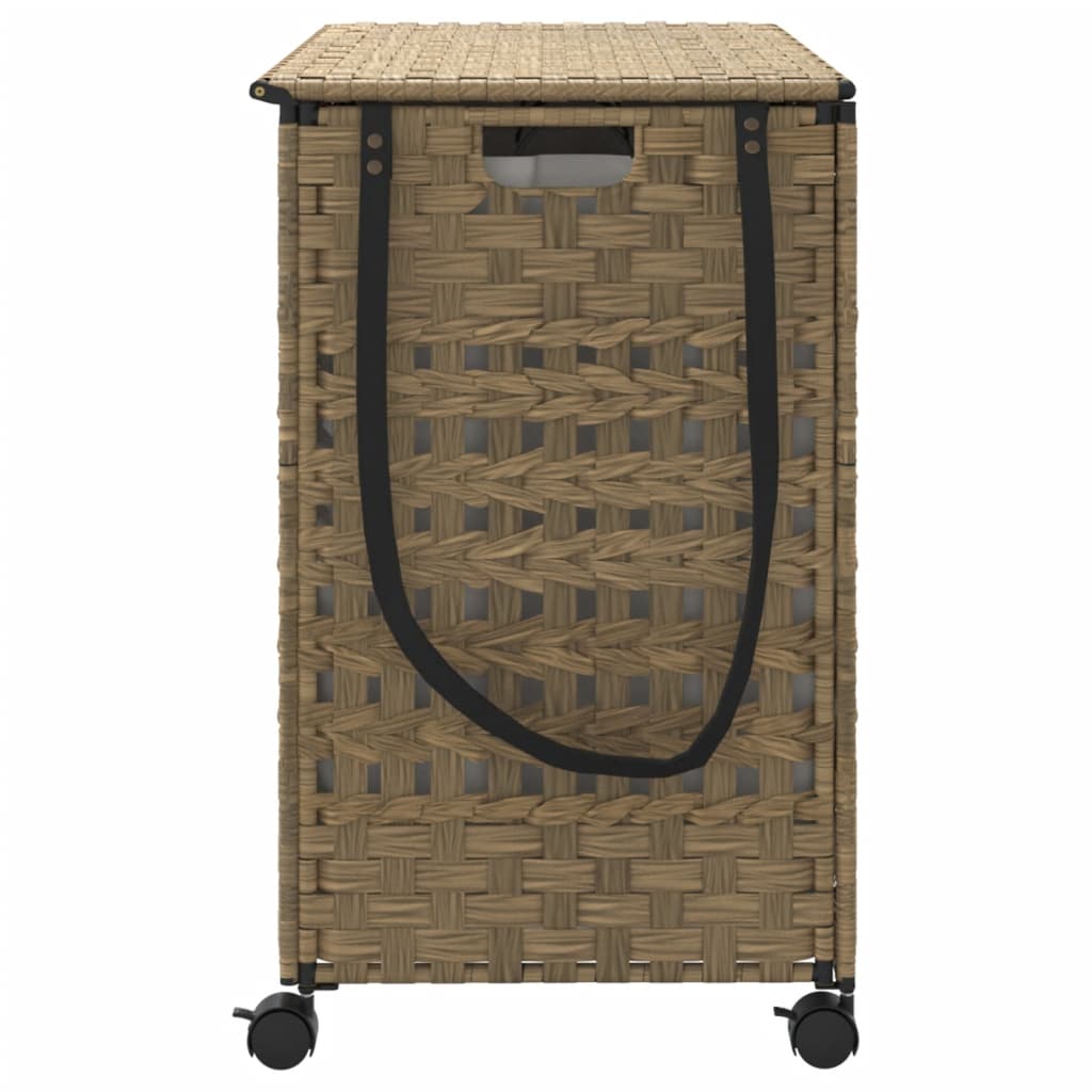 Wäschekorb mit Rollen 66x35x60 cm Rattan