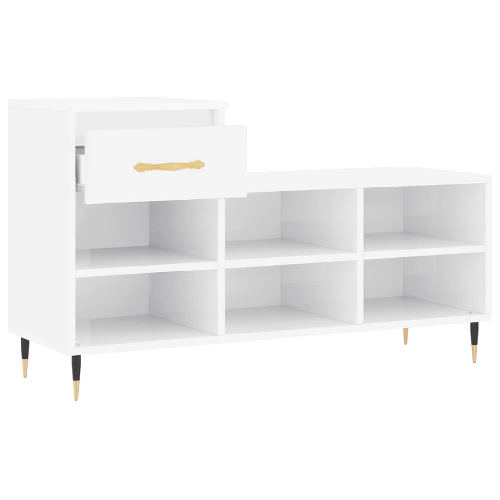 Schuhregal Hochglanz-Weiß 102x36x60 cm Holzwerkstoff